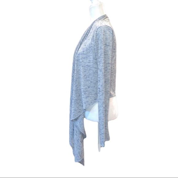 ANTHROPOLOGIE Cascadia Gray/Blue Marled Knit Cardigan Waterfall Front Sz S - Picture 8 of 12
